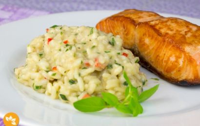 Risoto de salmão ao aroma de erva doce
