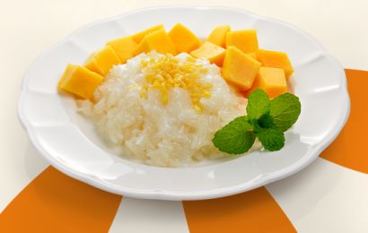 Arroz doce tailandês com manga 